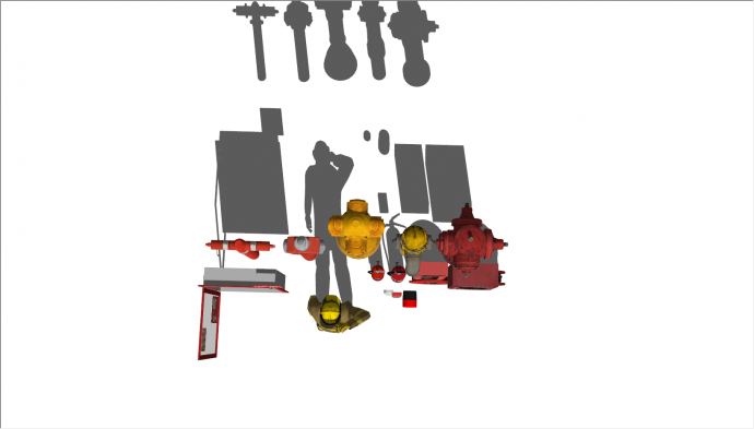 各种消防器材与消防员su模型_图1