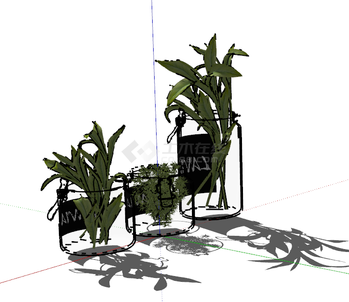室内绿色简易盆景盆栽su模型-图二