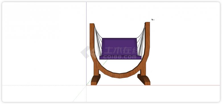 弧形支架紫色软垫秋千椅su模型-图二