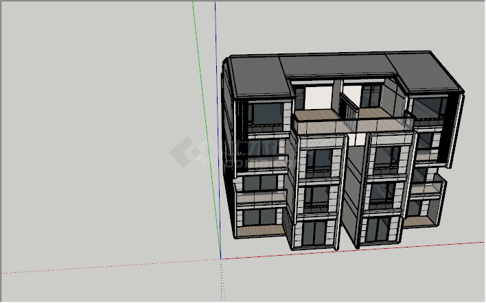 现代灰色系列公寓房su模型-图一