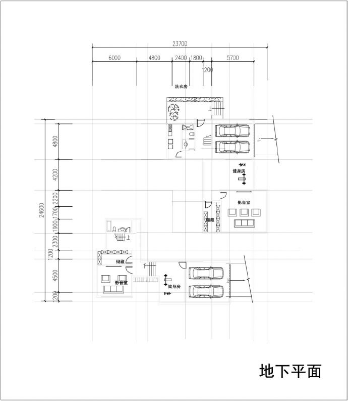 两层1000平方米独栋别墅坡地建筑CAD图纸_图1