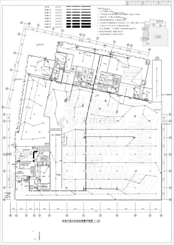 半地下层火灾自动报警平面图-图一