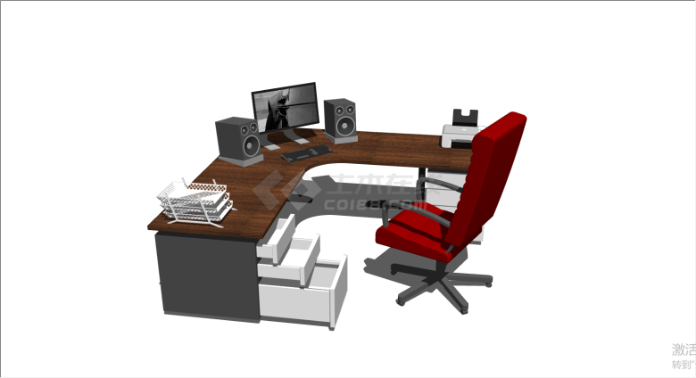 办公室专用家具桌椅 su模型-图二