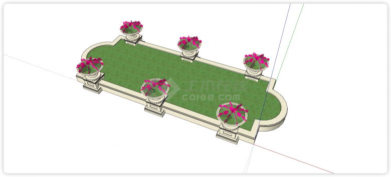 欧式罗马花坛种植池座椅su模型-图二