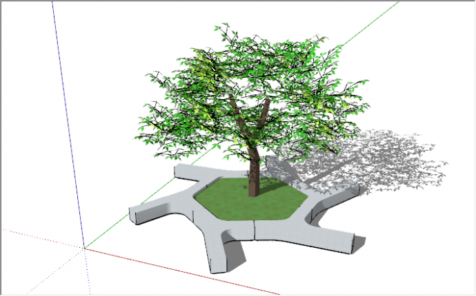 现代树池景观树木su模型_图1