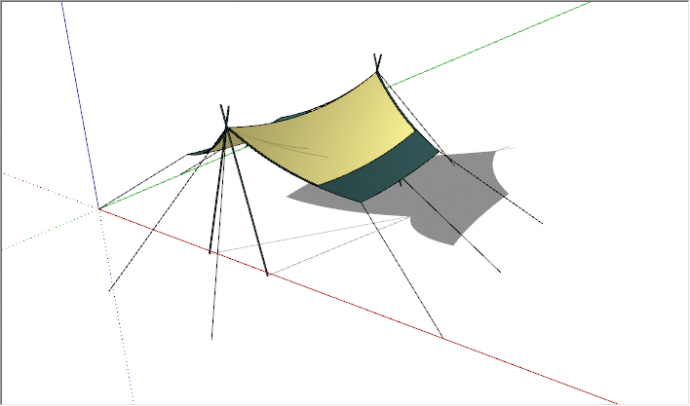现代户外黄色绿色简易帐篷su模型_图1