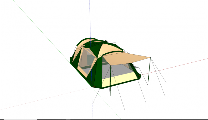 现代深绿色拼色帐篷su模型_图1