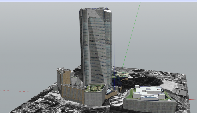 现代城市中心经济大厦su模型_图1