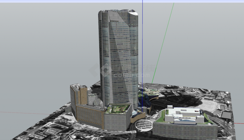 现代城市中心经济大厦su模型-图一
