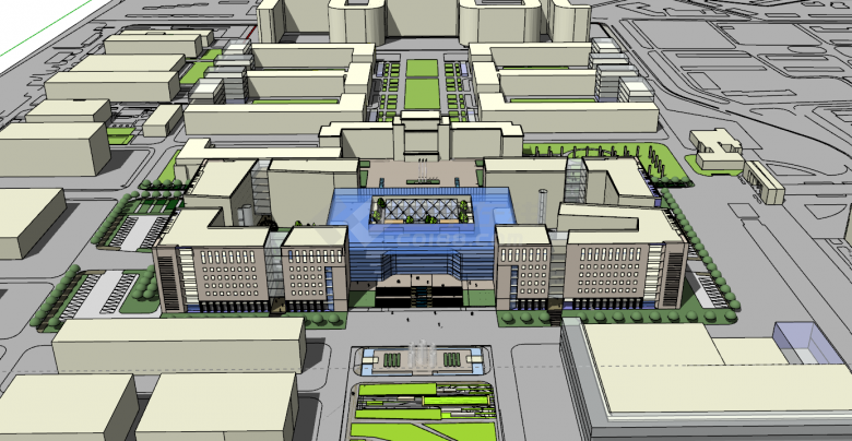 新经济发展中心办公大楼区su模型-图二