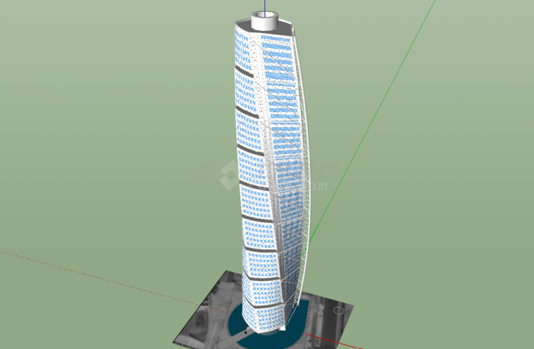 城市新经济发展中心高层建筑大楼su模型-图一