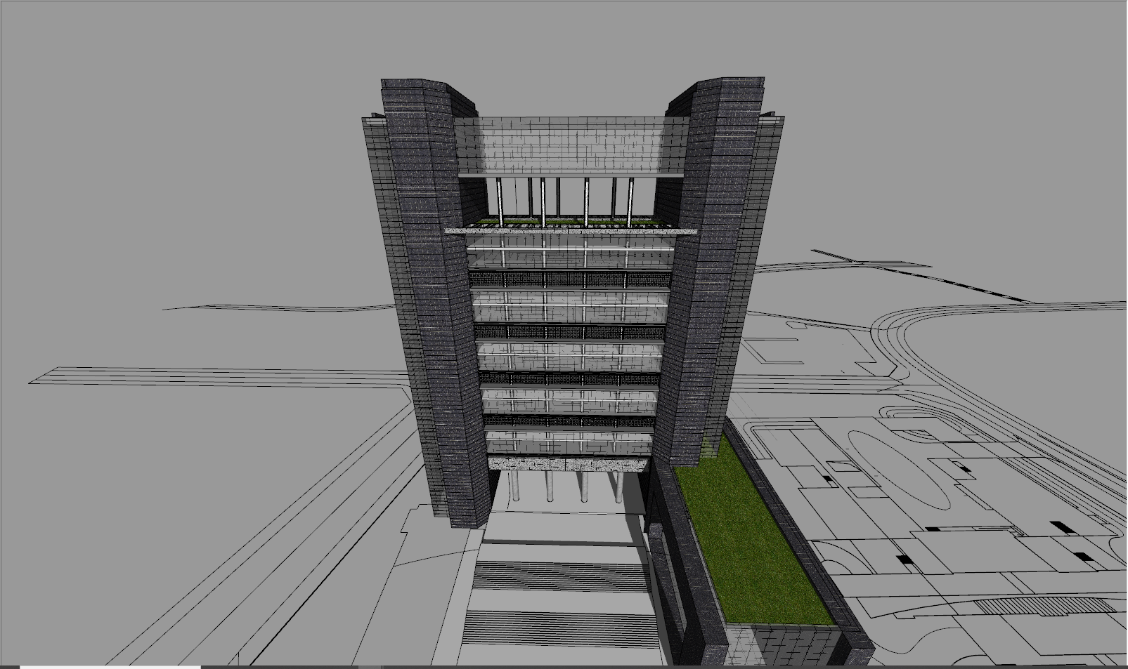 现代多绿化办公建筑su模型-图二
