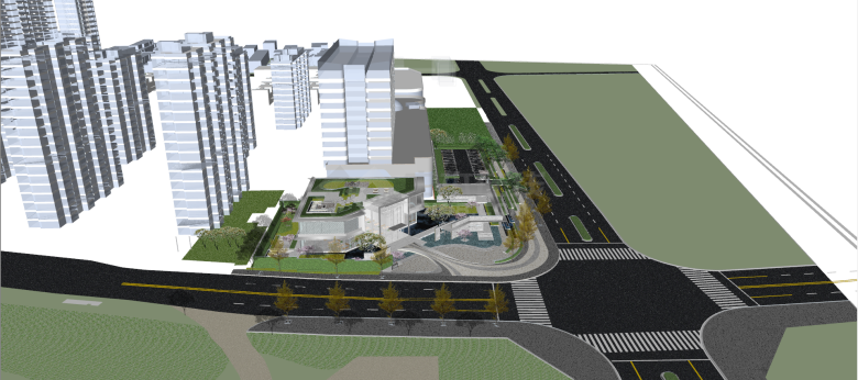 树木绿化型精品住宅小区园林景观su模型-图二