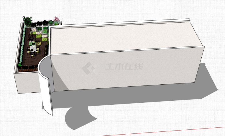 绿化优美现代顶上庭院su模型-图一