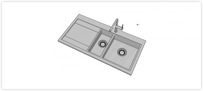 双槽浅槽不锈钢台盆水槽组合su模型_图1