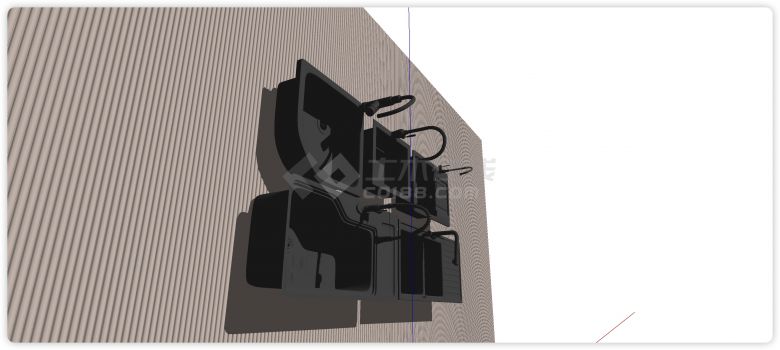 黑色转角单槽双槽厨房器材SU模型-图二