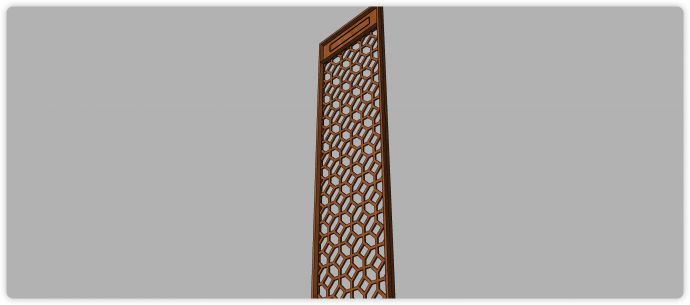 棱形铜钱造型组合雕花中式门窗屏风隔断合su模型_图1