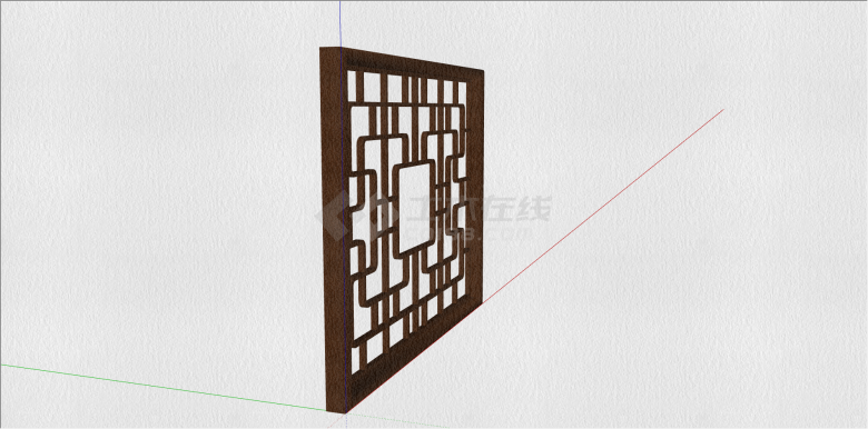 中式木制屏风隔断窗su模型-图二