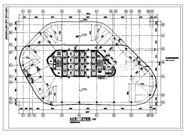 某高层办公楼标准层平面建筑图-图一