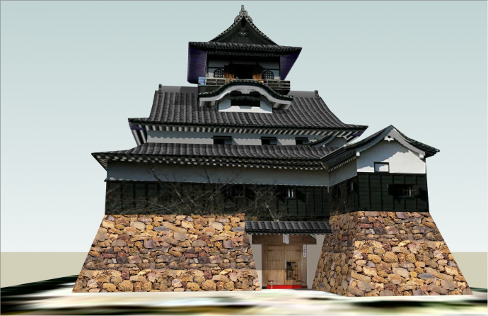 经典三层日式日本古建筑su模型_图1
