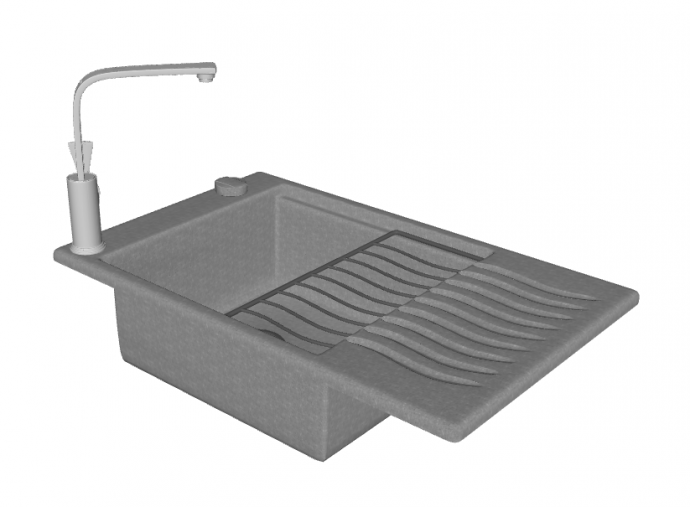单个带水台现代不锈钢台盆水槽组合su模型_图1