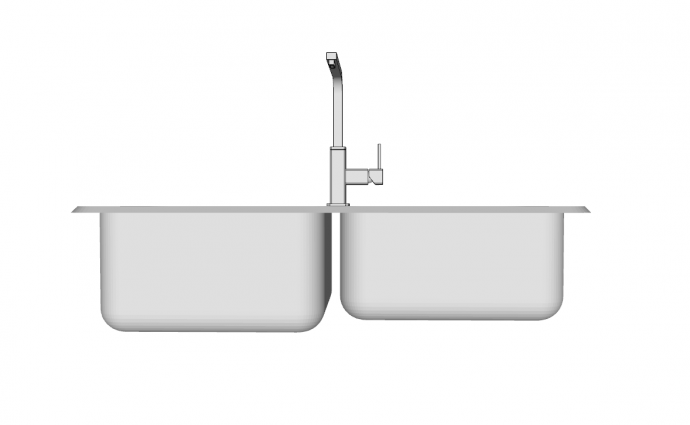 方形双槽不锈钢台盆水槽组合su模型_图1
