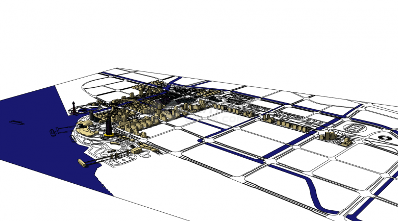 米色马家港城市规划su模型-图二
