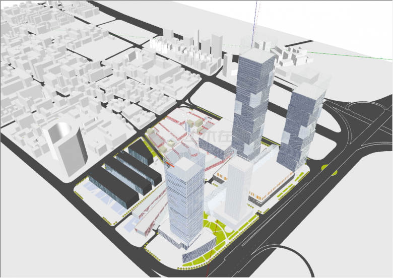 中心区城市设计su模型展示-图二