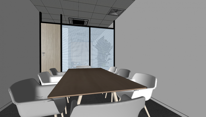 现代办公室会议室内饰su模型_图1