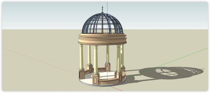 钢筋结构半球体圆顶景观亭su模型_图1
