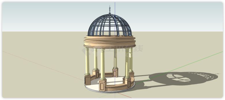 钢筋结构半球体圆顶景观亭su模型-图一