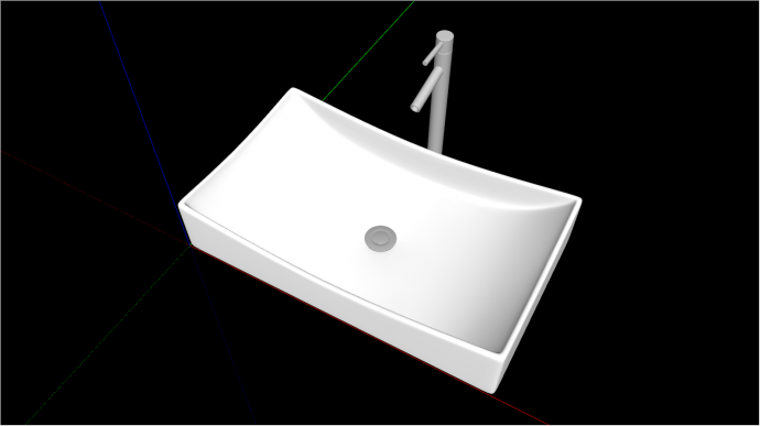 室内洗手盆组合方形带弧度su模型_图1