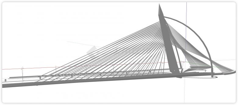 三角形造型拉索桥景观桥su模型-图一