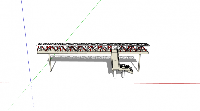 折叠楼梯浅色景观桥su模型_图1