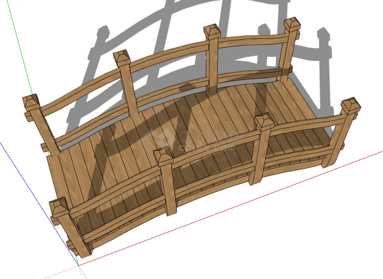 中式传统木质小桥su模型-图二