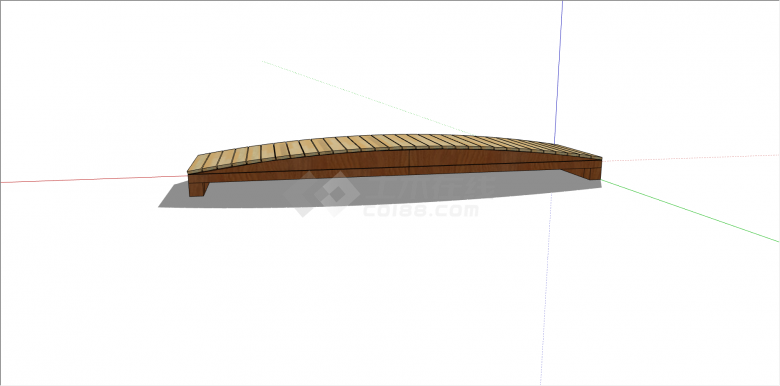 现代弧形木制板木桥su模型-图二