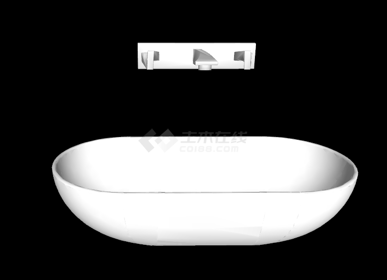 白色陶瓷简洁简约室内洗手盆组合su模型-图二