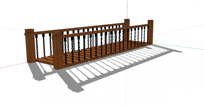 带铁链防护棕色木桥su模型_图1