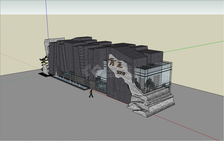新颖石头装饰展览馆设计su模型-图一