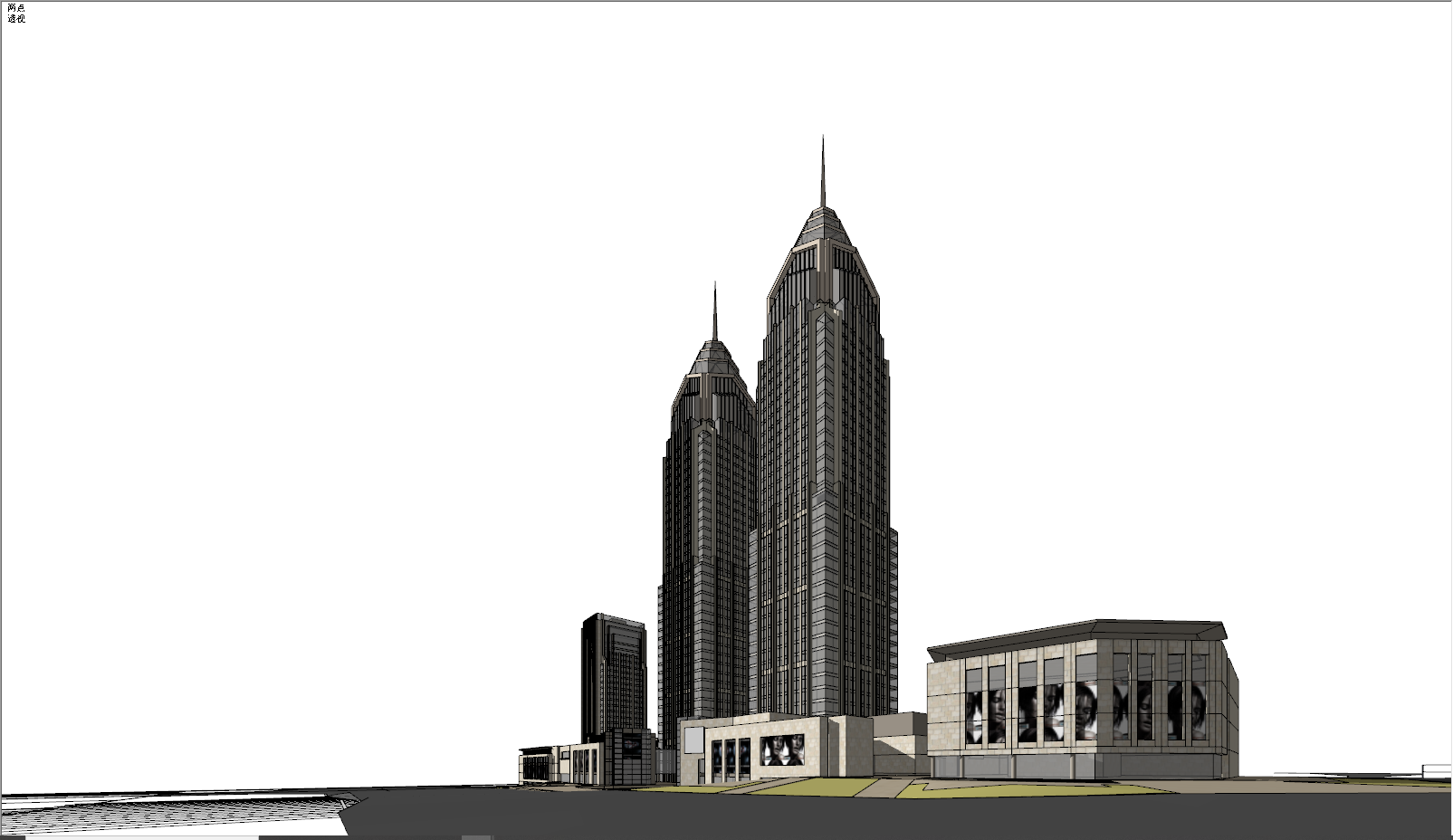 现代超高层建筑办公楼su模型-图一