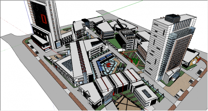 现代白色高层商业综合大楼su模型_图1