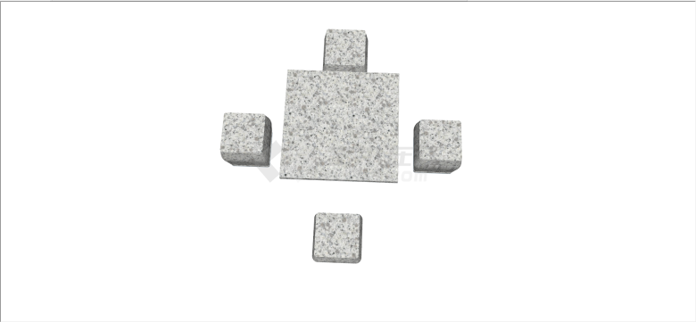 灰色石灰石材质石桌石凳su模型-图二