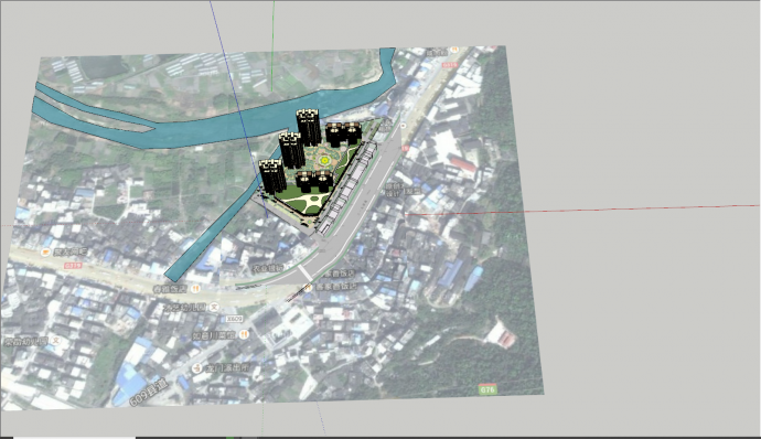 现代小型城镇综合体su模型_图1