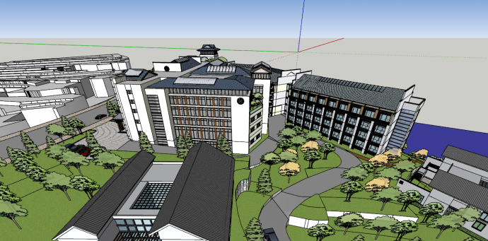 新城市发展山地酒店设计方案su模型_图1