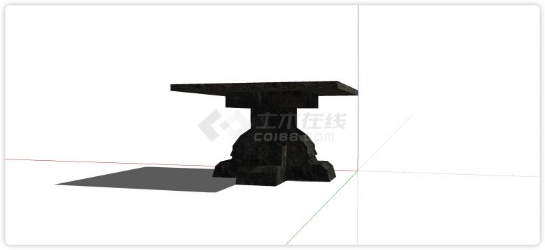 黑金色正方形石桌石凳su模型-图二