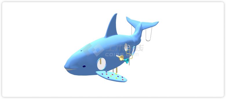 鲸鱼滑梯现代鱼主题儿童游乐设施su模型-图二