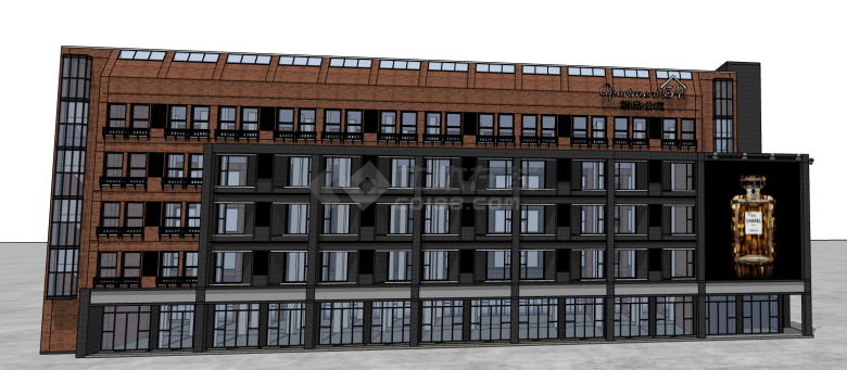 员工旧宿舍改造成SOHO现代公寓项目su模型-图二