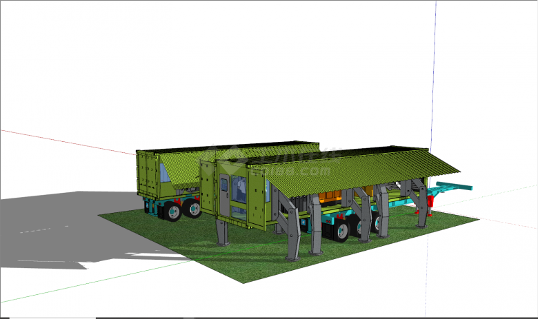 现代绿色可移动集装箱SU模型-图一