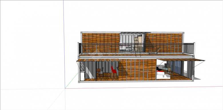 现代双层集装箱住宅su模型-图二