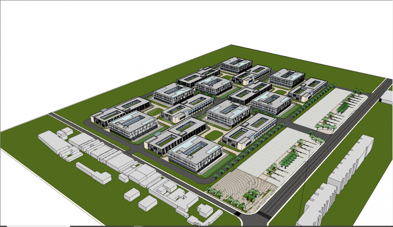 现代大型大面积产业园su模型-图二